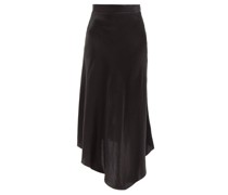 Dip-hem Silk-satin Midi Slip Skirt