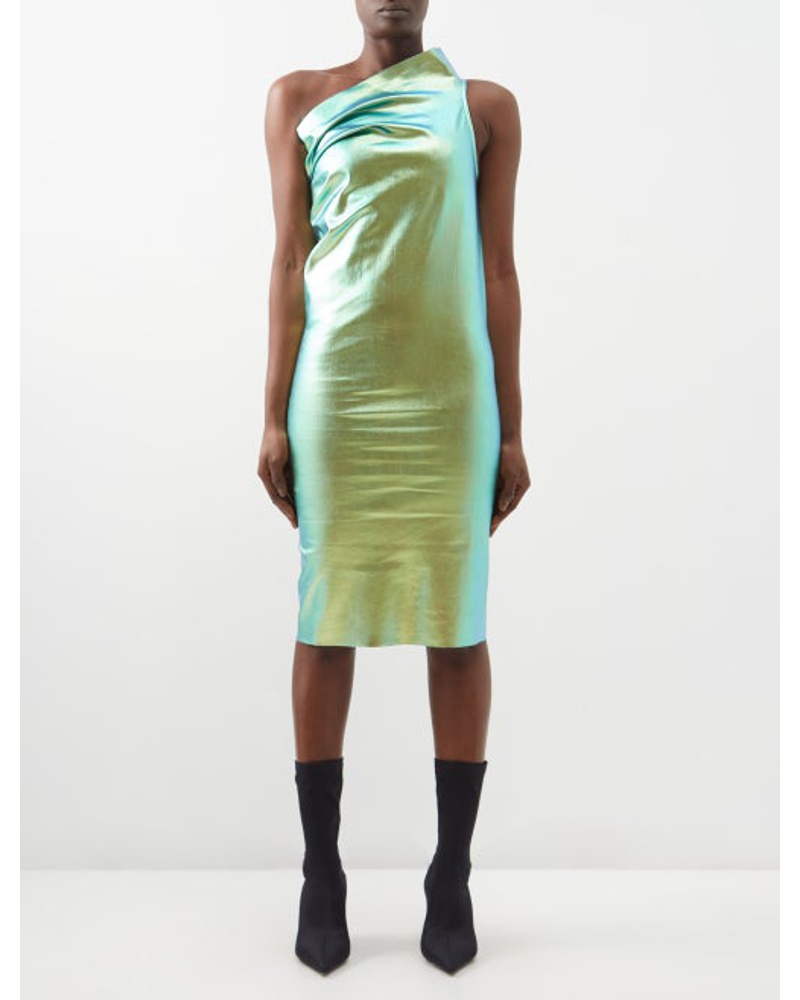 Rick Owens Damen Athena One-shoulder Iridescent-denim Midi Dress