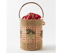 Limoncino Crystal-embellished Wicker Basket Bag