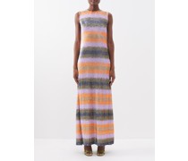 Striped Sequinned-cotton Sleeveless Gown