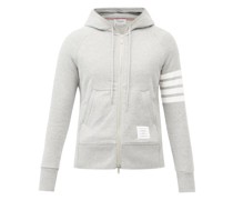 Four-bar Zipped Cotton Hoodie