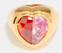 Crystal-heart Gold-plated Ring