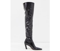 Marfa Crocodile-effect Leather Over-the-knee Boot