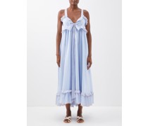 Valentina Tie-knot Ruffled Cotton-poplin Dress