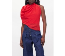 Pablo Asymmetric Tulle-overlay Cropped Top