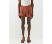James Pleated Modal-blend Terry Shorts