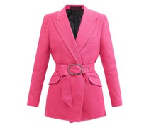 Belted Contrast-stitch Cotton Wraparound Jacket