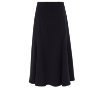 Stitch-pocket A-line Crepe Midi Skirt