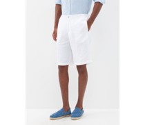 Flat-front Linen Shorts