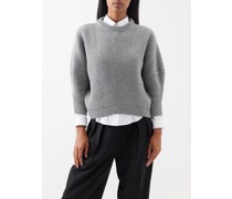 Cropped-sleeve Cashmere Sweater