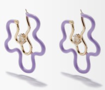 Flower Power Enamel, 9kt Gold & Silver Earrings