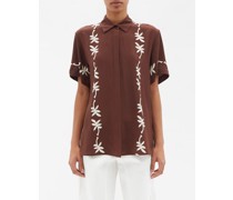 Cocos Floral-print Silk-crepe Shirt