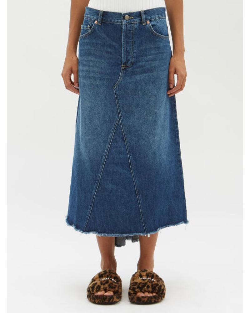 Raey Damen Raw-hem Organic-cotton Blend Fishtail Denim Skirt