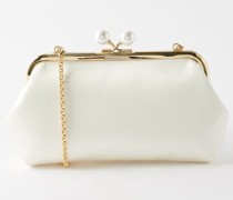 Maud Pearl-clasp Satin Clutch Bag