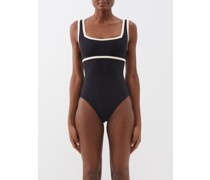 Sailor Piped Square-neck Swimsuit