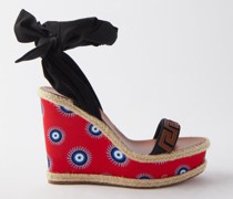 Athina Des Cyclades 120 Printed Silk Wedge Sandals
