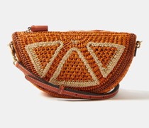 Orange Woven-raffia Cross-body Bag