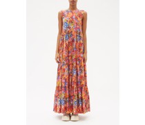 Psychedelic Print Mega-tiered Silk Dress
