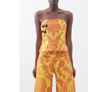 Floral-brocade Recycled-fibre Blend Corset