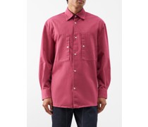 Geometric-pocket Cotton-twill Shirt