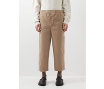 Gathered-waist Organic-cotton Chino Trousers