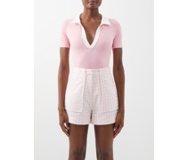 Collar-neck Terry-jersey Bodysuit