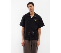 Greetings Embroidered Woven-cotton Shirt