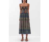 Rhea Shirred Printed-cotton Maxi Dress
