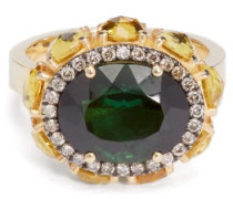 Eternity Flower Diamond, Sapphire & 18kt Gold Ring