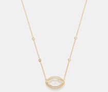 Eye Diamond, Quartz & 14kt Gold Necklace