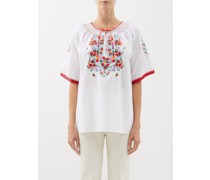 Haut en coton à broderie fleurie Eva