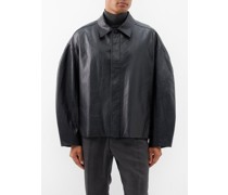 Blouson-sleeve Oversized Faux-leather Jacket