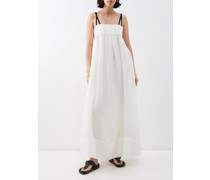 Lillian Smocked Linen-blend Maxi Dress