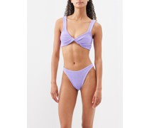 Juno Twist-front Crinkled-knit Bikini