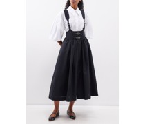 Buckled Apron Wool Midi Dress