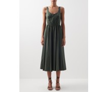 Gathered-bodice Cotton Midi Dress