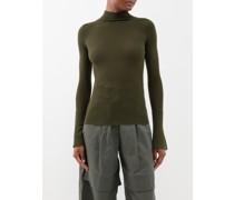 High-neck Ribbed Cashmere-blend Sweater