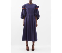 Puff-sleeve Cotton-poplin Dress