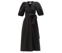 Fiona Puff-sleeve Linen Wrap Dress