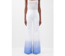 Sequinned Cotton-lawn Stovepipe Trousers