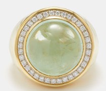 Blossom Diamond, Beryl & 18kt Gold Ring