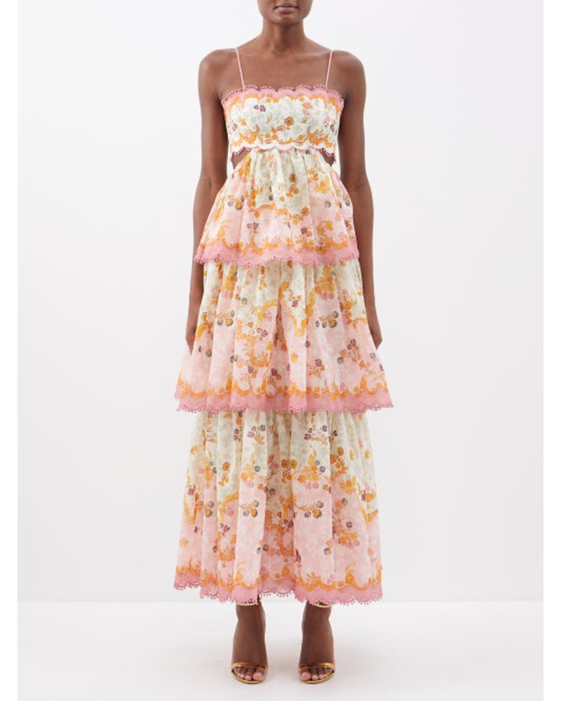 Zimmermann Damen Laurel Frill Cotton-blend Midi Dress