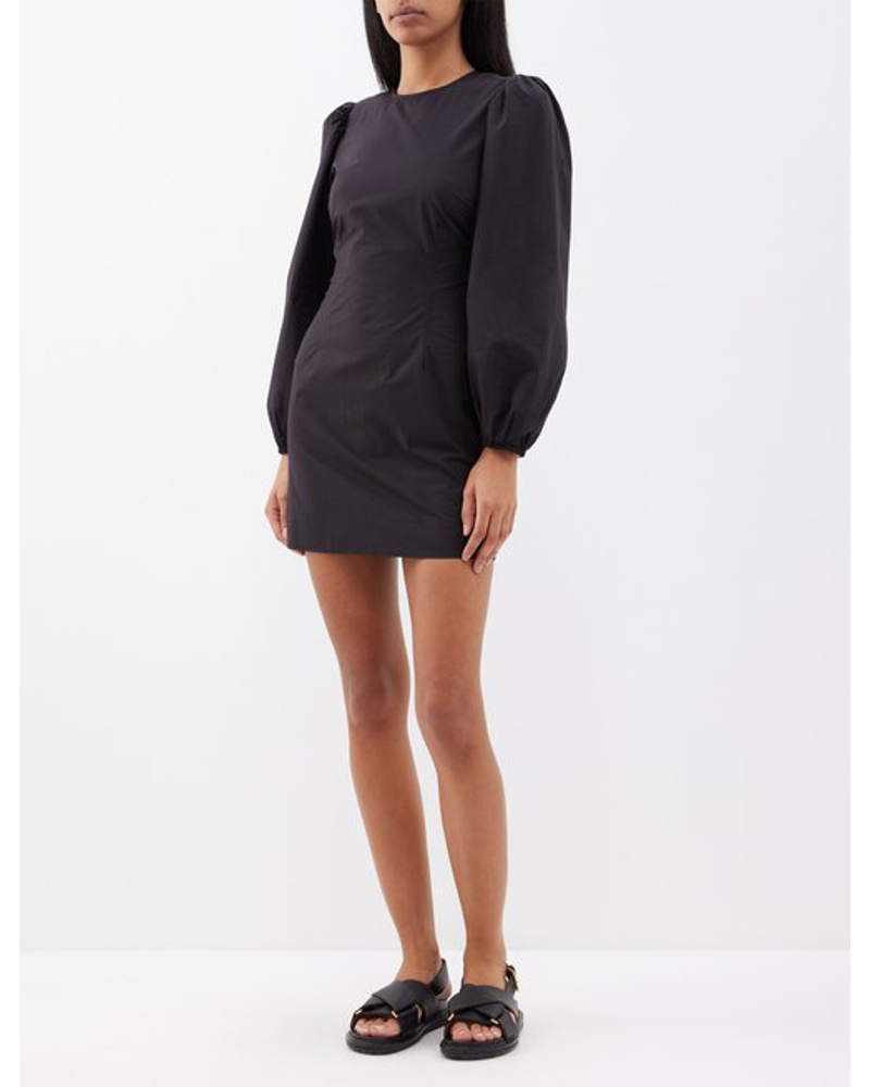 Ganni Damen Open-back Organic-cotton Poplin Mini Dress