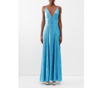 The Hustler V-neck Wool-blend Lamé Gown