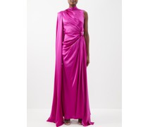 Asymmetric Draped Silk-satin Gown