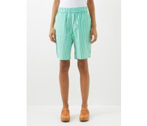 Striped Cotton-poplin Shorts