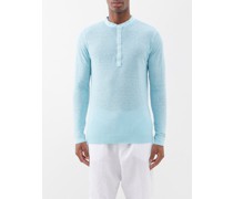 Linen-jersey Henley Top
