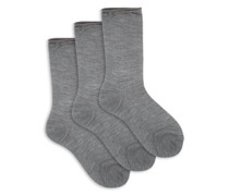 Pack Of Three Roll-top Silk Socks