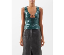 Solaria Keyhole-neck Sequinned Top