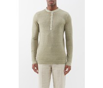Linen-jersey Henley Top